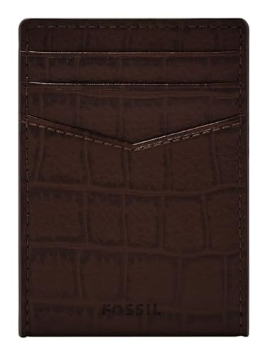 FOSSIL Andrew Emboss Card Case Brown Croco von FOSSIL