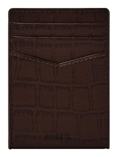 FOSSIL Andrew Emboss Card Case Brown Croco von Fossil