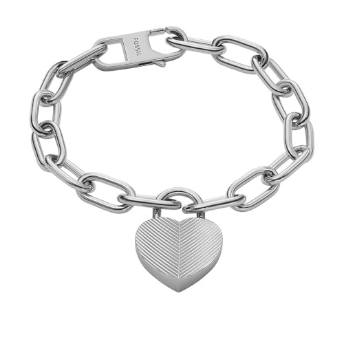 Fossil Damenarmband Harlow Linear Texture Heart Edelstahl, JF04659040 von FOSSIL