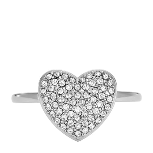 FOSSIL Damenring Sadie Glitz Heart Statement Edelstahl, JF046770405 von Fossil