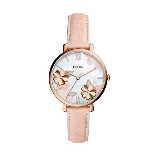 Fossil Damenuhr Jacqueline, Quarzwerk, 36mm Rose Gold Edelstahlgehäuse mit Lederarmband, ES4671 von Fossil