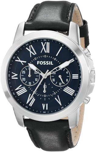 FOSSIL HERREN 44MM CHRONOGRAPH SCHWARZ LEDER ARMBAND MINERAL GLAS UHR FS4990 von Fossil