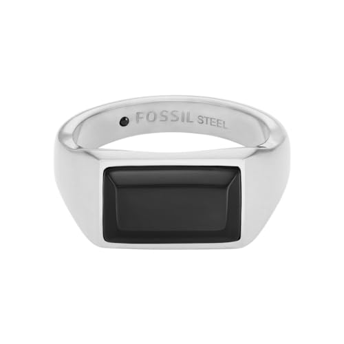 Fossil Herren-Siegelring All Stacked Up Achat schwarz, JF0460304011 von Fossil