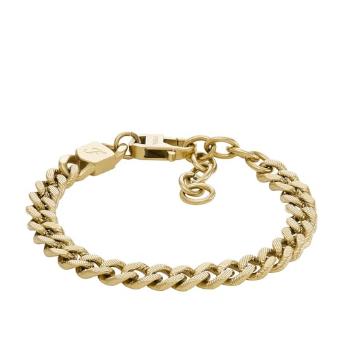 FOSSIL Herrenarmband Harlow Linear Texture Chain Edelstahl goldfarben, JF04698710 von Fossil