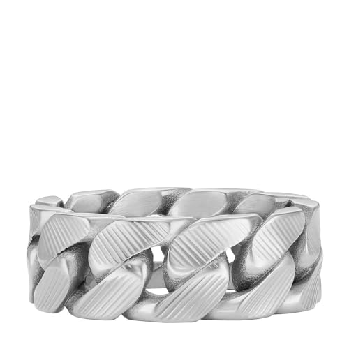 FOSSIL Herrenring Harlow Linear Texture Chain Edelstahl, JF047000408 von FOSSIL