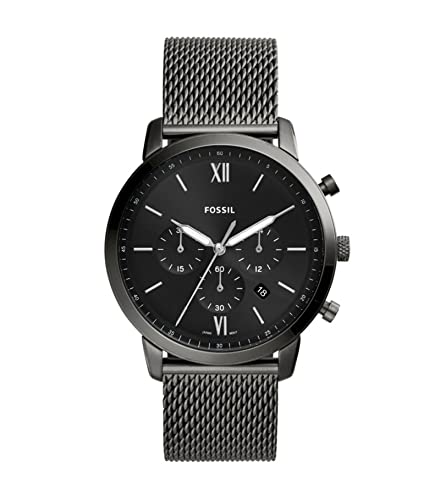 Fossil Neutra uhr für Herren, Chronographenwerk mit Edelstahl- oder Lederarmband, Dunkelgrau und Schwarz, 44MM von Fossil