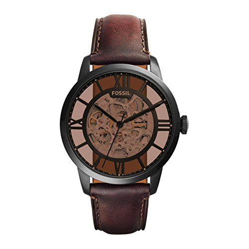 Fossil Townsman uhr für Herren, Automatikuhrwerk mit Edelstahl- oder Lederarmband, Dunkelbraun, 44MM von Fossil