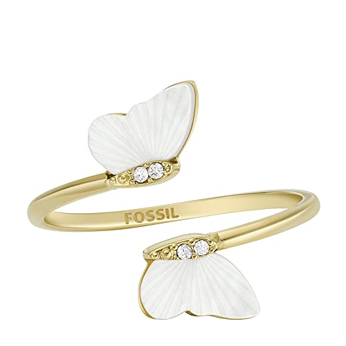 Fossil Damen Ring, Radiant Wings Weißer Perlmutt Schmetterling Ring von Fossil