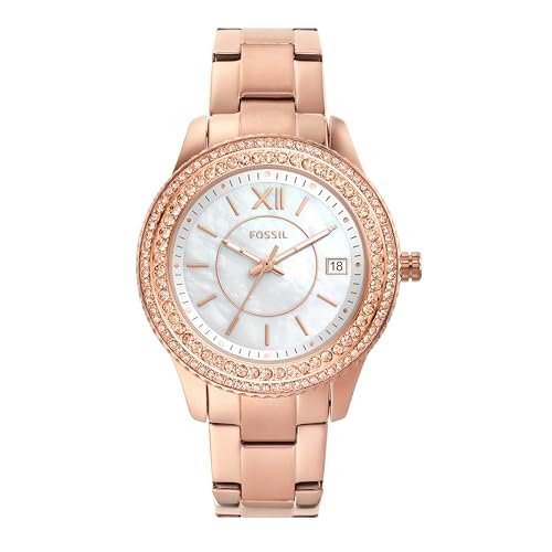 Fossil Stella Watch für Damen, Quarz-Dreizeiger-Datumswerk mit Edelstahlarmband von FOSSIL