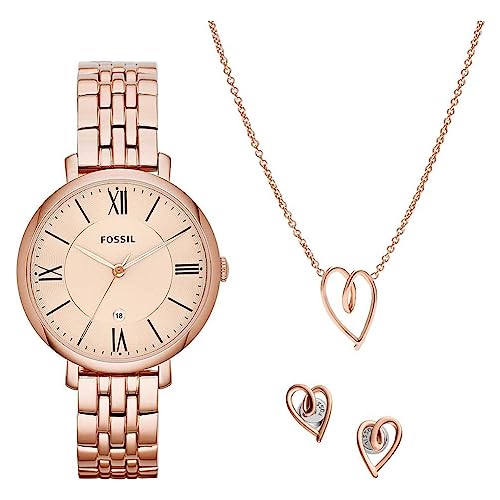 Fossil Damenuhren Jacqueline, Dreizeigerwerk, 36MM Rose Gold Edelstahlgehäuse mit Edelstahlarmband, ES5252SET Fossil Damenuhren Jacqueline, Dreizeigerwerk, 36MM Rose Gold Edelstahlgehäuse mit Edelstahlarmband, ES5252SET von Fossil