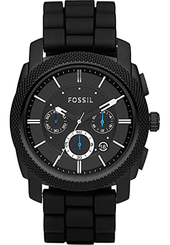 Fossil Machine uhr für Herren, Chronographenwerk mit Edelstahl- oder Lederarmband, Schwarz, 45MM von Fossil