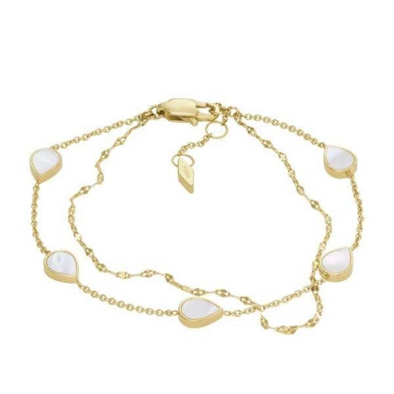 Fossil Armband FOSSIL Damen Armband "Mop Teardrop" Edelstahl goldfarben, Perlmutt von Fossil