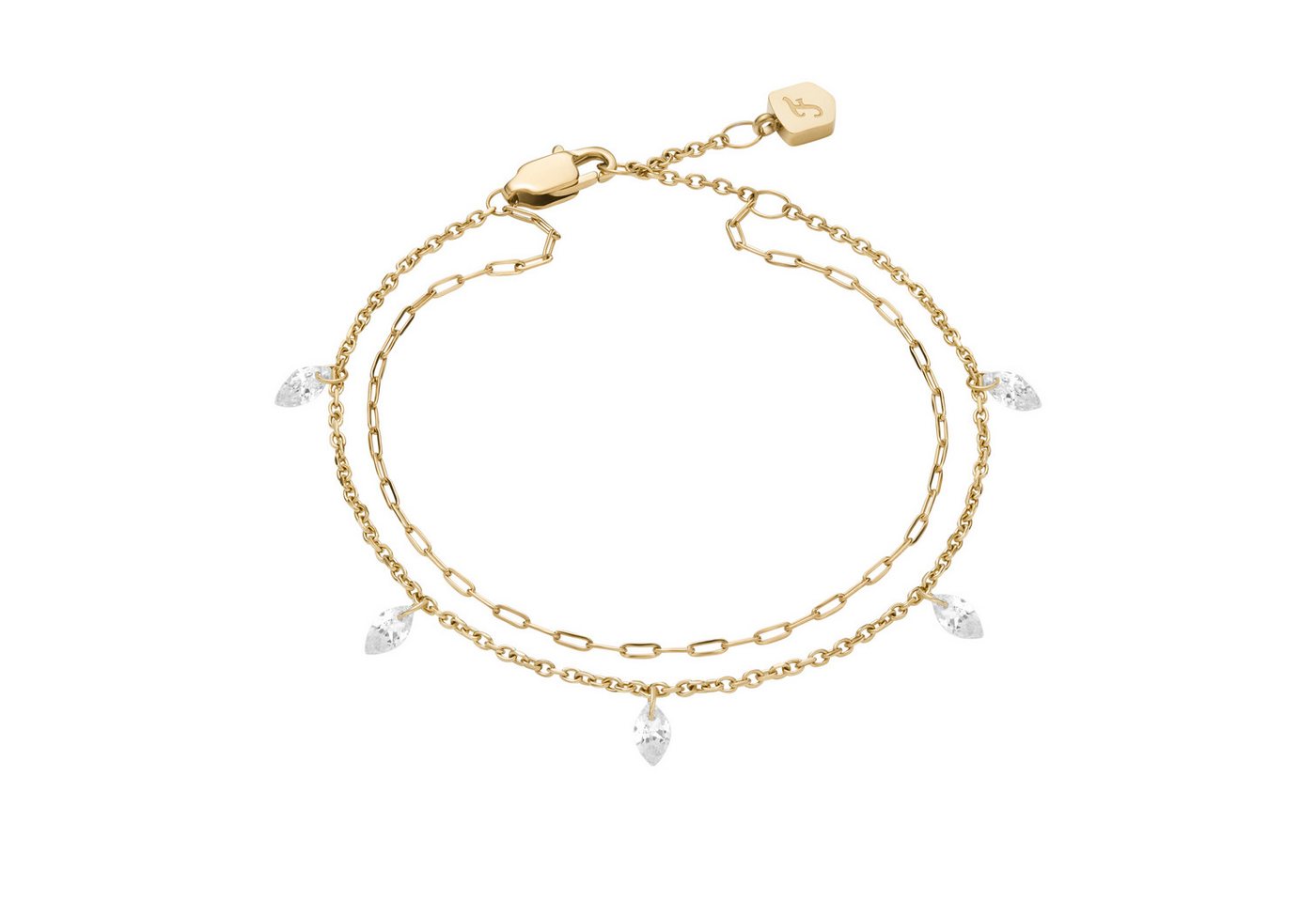 Fossil Armband Schmuck Geschenk Edelstahl Armschmuck ELLIS Layering, mit Zirkonia (synth) von Fossil