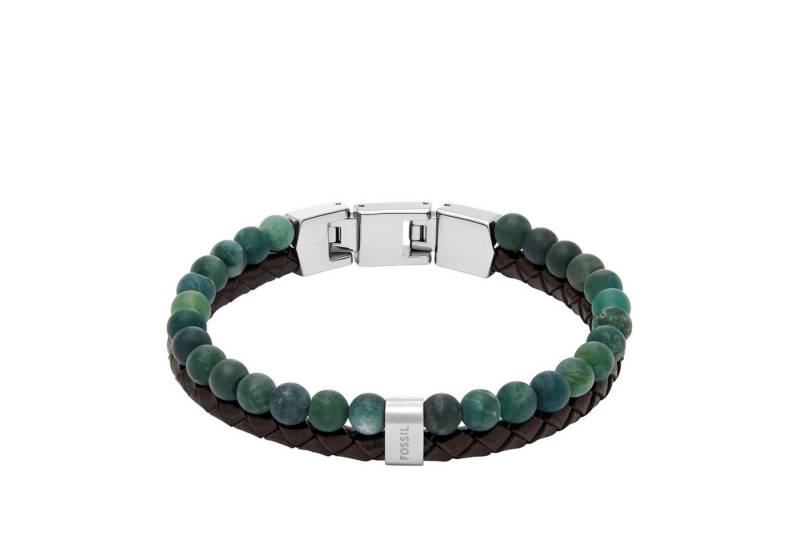 Fossil Armband Schmuck Geschenk Edelstahl Leder Armschmuck JEWELRY, mit Moosachat von Fossil