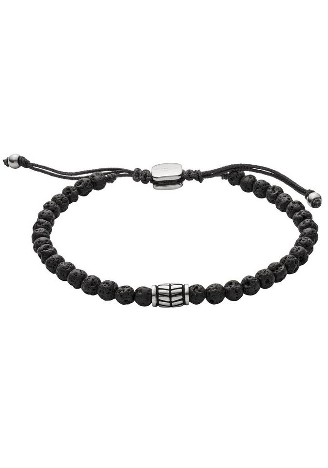 Fossil Armband Schmuck Geschenk Edelstahl Textil VINTAGE CASUAL, mit Lavastein von Fossil