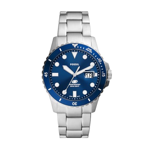 Fossil Blue uhr für Herren, Quarzwerk mit Edelstahl- oder Lederarmband, Silberton und Blau, 42MM Fossil Blue uhr für Herren, Quarzwerk mit Edelstahl- oder Lederarmband, Silberton und Blau, 42MM von Fossil