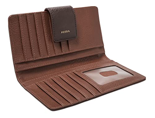 Fossil Brieftasche für Frauen Logan, Bedruckte PVC/Polyurethan Zierleiste Clutch braun/schwarz 17.1cm L x 1.9cm B x 8.9cm H SL7827199 von Fossil