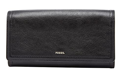 Fossil Brieftasche für Frauen Logan, Leder/Polyurethan Trim Klappe Clutch schwarz 19,4 cm L x 2,5 cm B x 10,2 cm H SL7833001 von Fossil