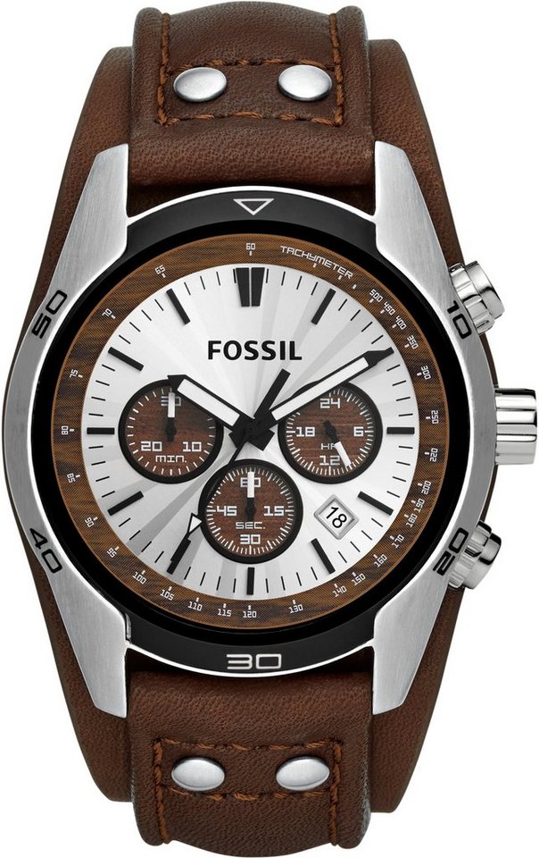 Fossil Chronograph COACHMAN, CH2565, Quarzuhr, Armbanduhr, Herrenuhr, Stoppfunktion, Datum, Tachymeter von Fossil