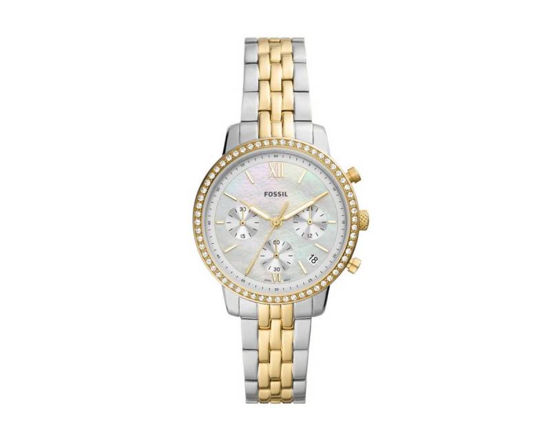 Fossil Chronograph ES5216 Damen-Uhr Neutra Chronograph Quarz Edelstahl-Band Gold-Silber-T von Fossil