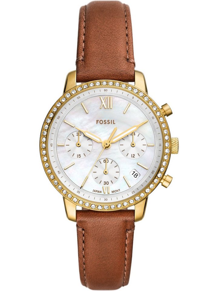 Fossil Chronograph Fossil Damen-Uhren Analog Quarz von Fossil