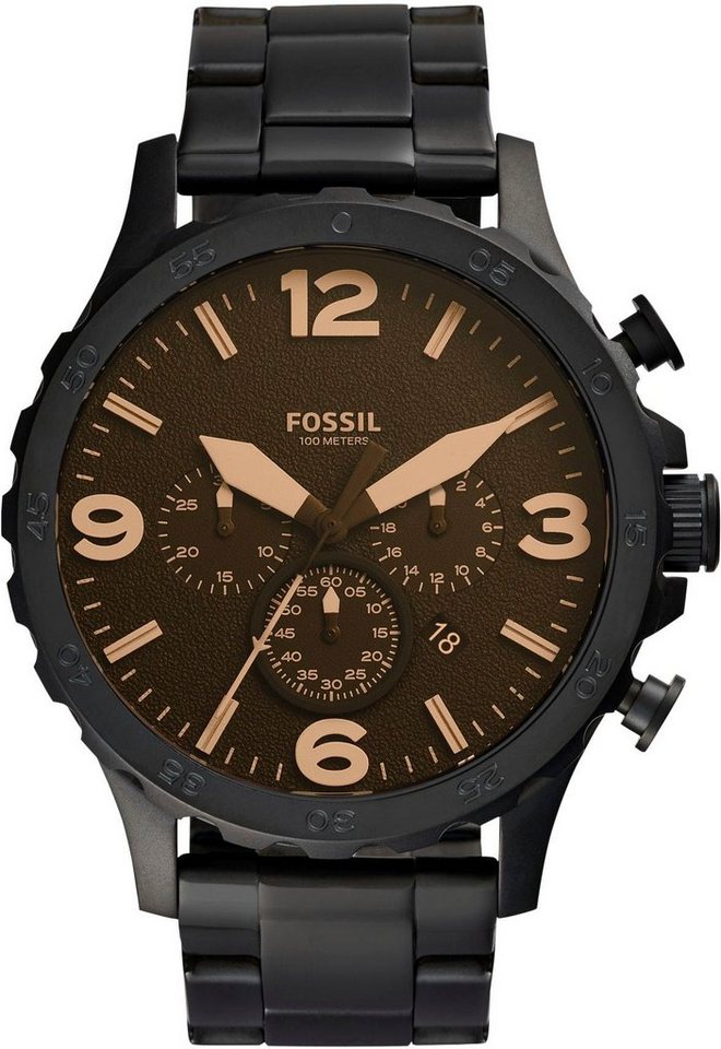 Fossil Chronograph NATE, JR1356, Quarzuhr, Armbanduhr, Herrenuhr, Stoppfunktion von Fossil