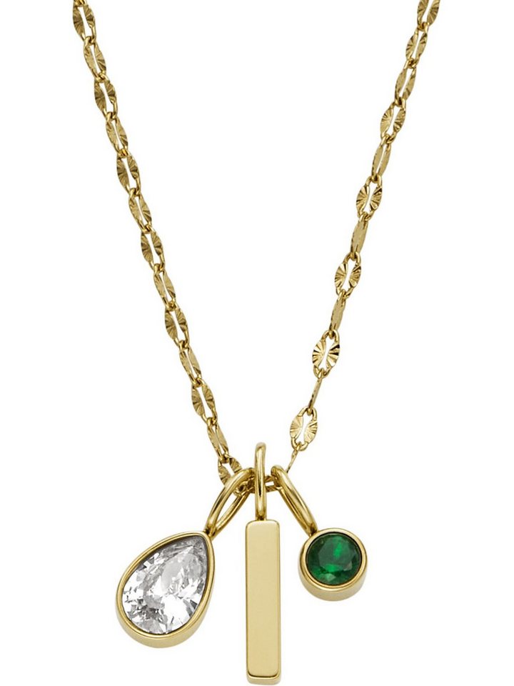 Fossil Collier Fossil Damen-Kette Edelstahl Glasstein von Fossil