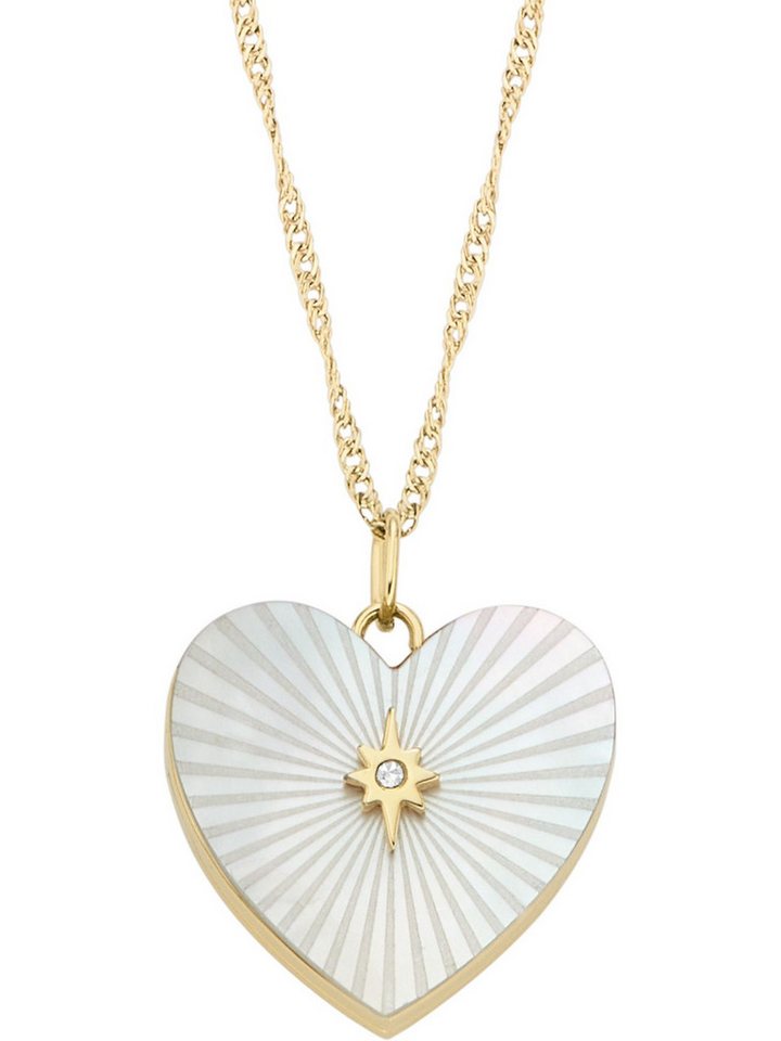 Fossil Collier Fossil Damen-Kette Edelstahl Perlmutt Herz von Fossil