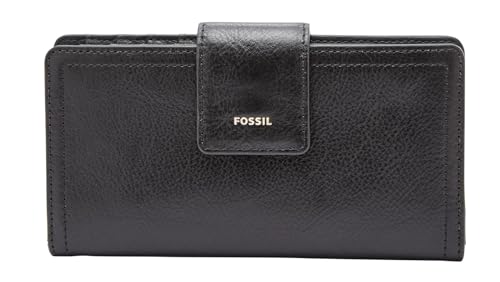 Fossil Brieftasche für Frauen Logan, Leder/Polyurethan Trim Tab Clutch schwarz 17,1 cm L x 1,9 cm B x 8,9 cm H SL7830001 von Fossil