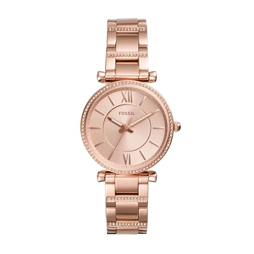 Fossil Damenuhr Carlie, Quarzwerk, 35mm Rose Gold Edelstahlgehäuse mit einem Edelstahlarmband, ES4301 von FOSSIL