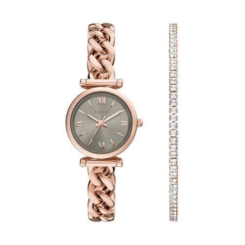 Fossil Damen Analog Quarz Uhr mit Edelstahl Armband ES5378SET von Fossil