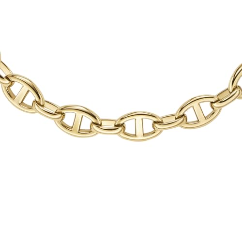 Fossil Damenarmband, Heritage D-Link Gold-Tone, Ankerkette Halskette von Fossil