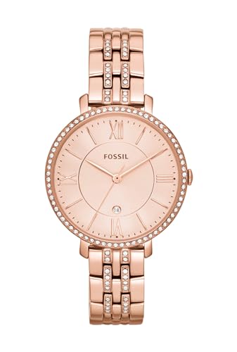 Fossil Damenuhr Jacqueline, Quarzwerk, 36mm Rose Gold Edelstahlgehäuse mit Edelstahlarmband, ES3546 von Fossil