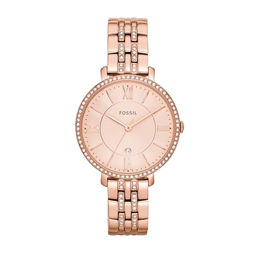 Fossil Damenuhr Jacqueline, Quarzwerk, 36mm Rose Gold Edelstahlgehäuse mit Edelstahlarmband, ES3546 von FOSSIL