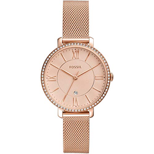Fossil Damenuhr Jacqueline, Quarzwerk, 36mm Rose Gold Edelstahlgehäuse mit einem Edelstahlarmband, ES4628 von FOSSIL