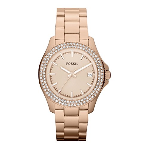 Fossil Damen-Armbanduhr Retro Traveler Analog Quarz Edelstahl beschichtet AM4454 von Fossil