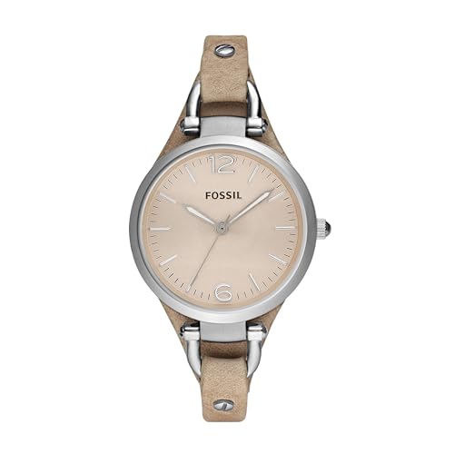 Fossil Damenuhr Georgia, 32 mm Gehäusegröße, Quarzwerk, Lederarmband von Fossil