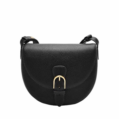 Fossil Everleigh Leder oder Baumwolle Handtasche für Damen, Mattschwarz von FOSSIL