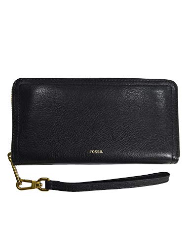 Fossil Brieftasche für Frauen Logan, Leder/Polyurethan Trim Zip Clutch schwarz 19,7 cm L x 1,9 cm B x 10,2 cm H SL7831001 von Fossil