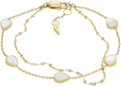 FOSSIL Damen-Gliederarmband Teardrop Perlmutt weiß, JF04317710 von FOSSIL