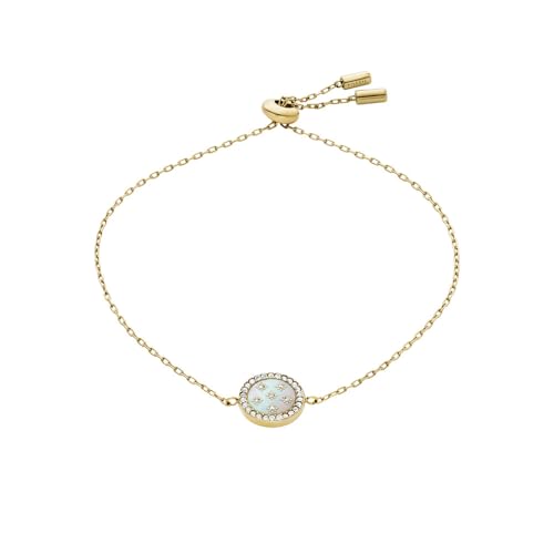 Fossil Damenarmband aus Edelstahl oder Messing mit Schiebereglerverschluss, Helles Gold Fossil Damenarmband aus Edelstahl oder Messing mit Schiebereglerverschluss, Helles Gold von Fossil
