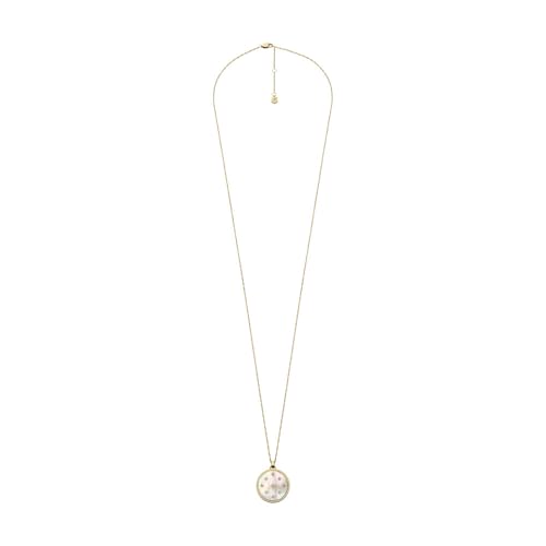 Fossil Women's goldfarbene Edelstahlkette mit Karabinerverschluss Runde Halskette mit Anhängern, Perlrosa von Fossil