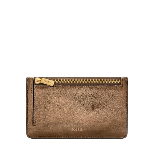 Fossil Damen-Kartenmäppchen Logan Reißverschluss Metallicleder, SL10020711 von FOSSIL