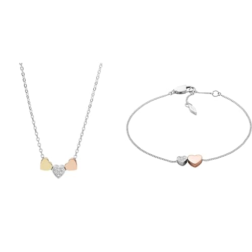Fossil Damen-Kette ohne Anhänger Edelstahl JF02856998 Damen-Armreifen Edelstahl JF03095998 von FOSSIL