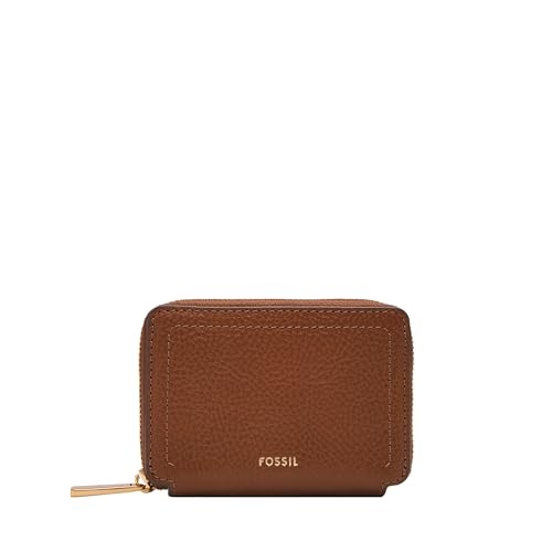 Fossil Damen Logan LiteHide™ Leder RFID Blocking Zip Around Card Case Wallet, Mittelbraun (Modell: SL10045200), Braun, Einheitsgröße von FOSSIL