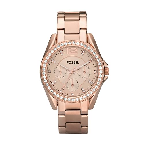 Fossil Riley Watch für Damen, Quarz-Chronographenwerk mit Edelstahl- oder Lederarmband von FOSSIL