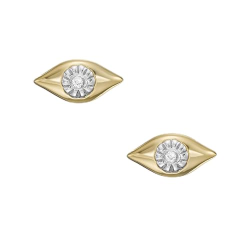 Fossil Damen Ohrringe, 14K Plated Clear Laboratory Grown Diamond Stud Earrings von FOSSIL