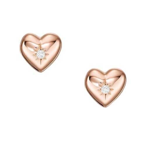 Fossil Damen Ohrringe, 14K Plated Clear Laboratory Grown Diamond Stud Earrings von FOSSIL