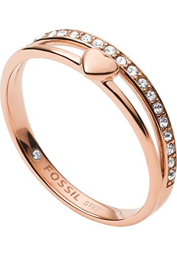 Fossil Ring Für Frauen Vintage Glitz, Länge: 21,5 X 20 X 6 Rose Gold Edelstahl Ring, JF03460791 von Fossil