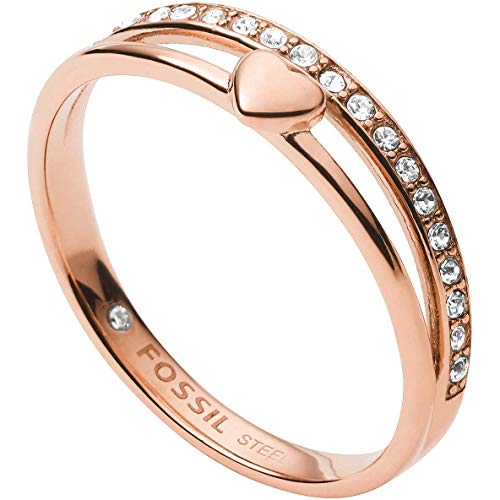 Fossil Ring Für Frauen Vintage Glitz, Länge: 21,5 X 20 X 6 Rose Gold Edelstahl Ring, JF03460791 von Fossil